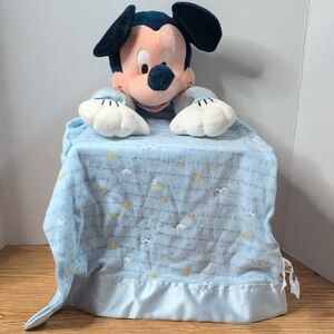 Disney Blue and White Mickey Mouse Plush Lovey